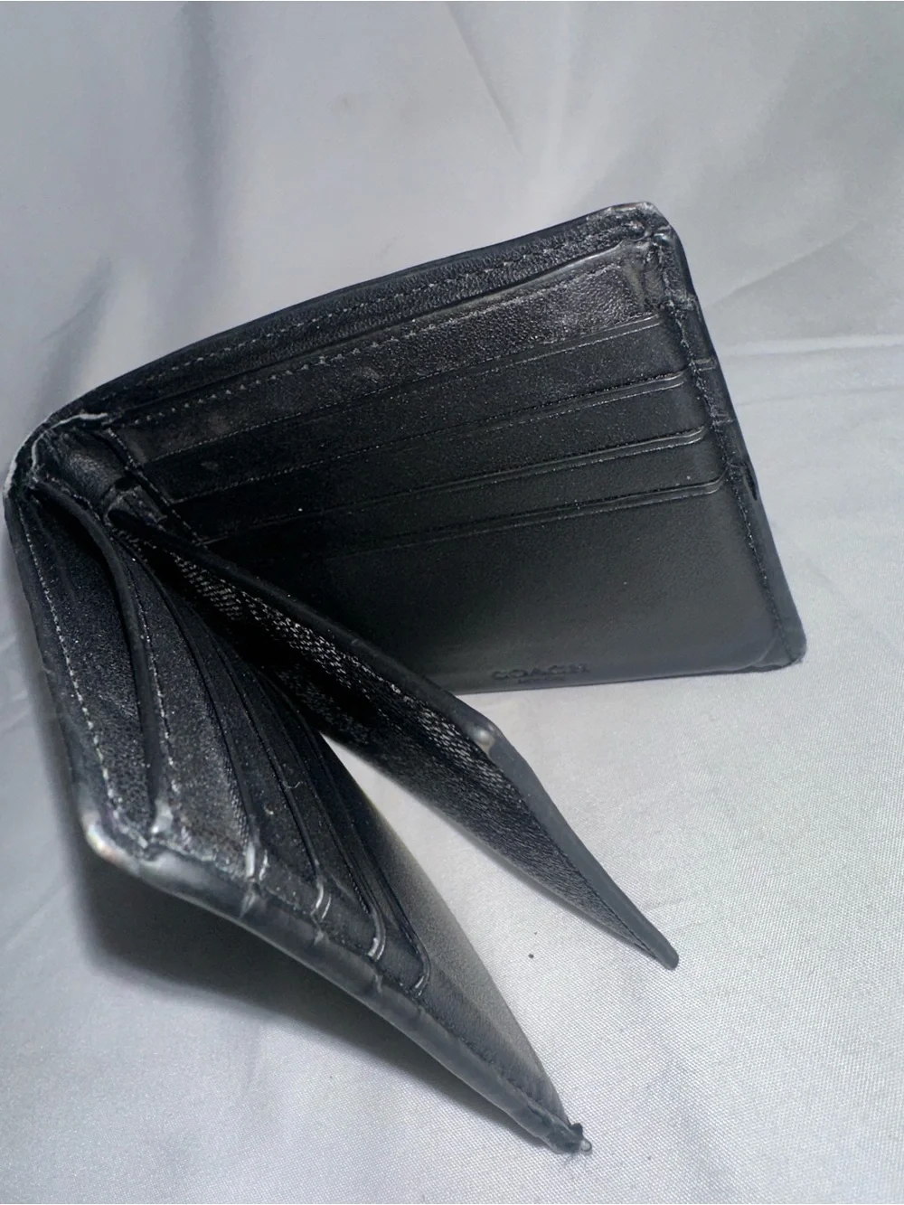 Coach Men’s Signature C Black Charcoal Bifold ID Wallet